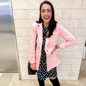 Free assembly pink velvet blazer